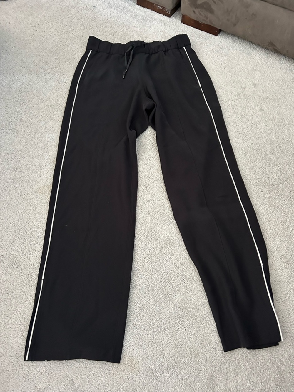 lululemon athletica Black Track Pants with White Side Piping